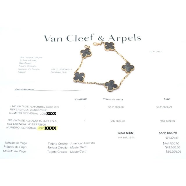 Stone Gray Mid 20th Century Van Cleef & Arpels Alhambra Rose Gold Obsidian Bracelet For Sale - Image 8 of 12