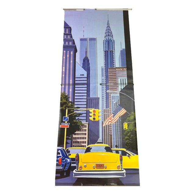 Mid-Century World Trade Center New York Poster from Paul Simmons, 1980s For Sale