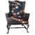 1990s Vintage Wing Chair With Snake Painted Fabric For Sale