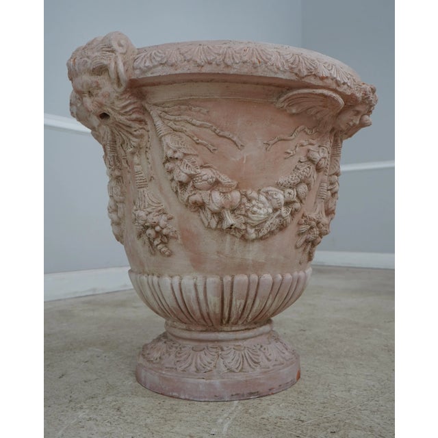 White Pair Large Classical Terra Cotta Planter Urns For Sale - Image 8 of 13