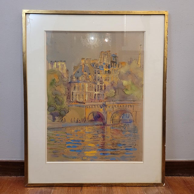 1960s Gilis, Pont Marie, Paris, 1962, Watercolor on Paper For Sale - Image 5 of 18