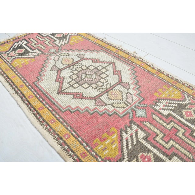 Modern 1960s Anatolian Unique Tribal Wool Small Carpet For Sale - Image 3 of 6