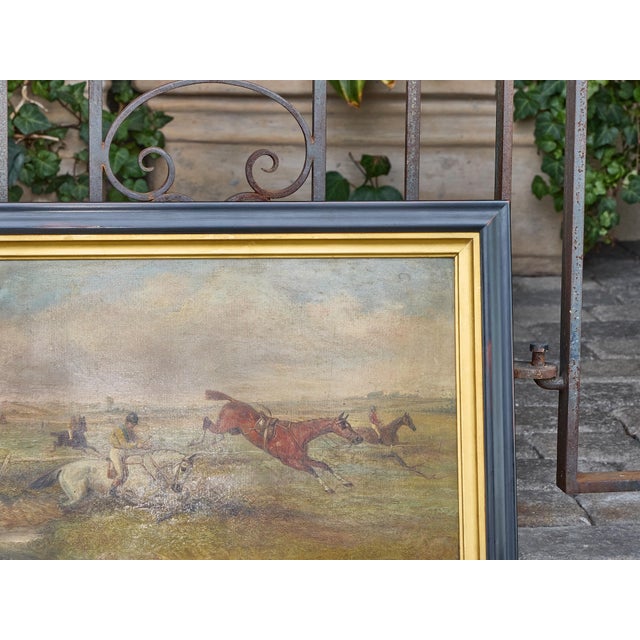 Mid 20th Century Pair of British Steeplechase Horse Racing Paintings on Board, Framed For Sale - Image 12 of 12