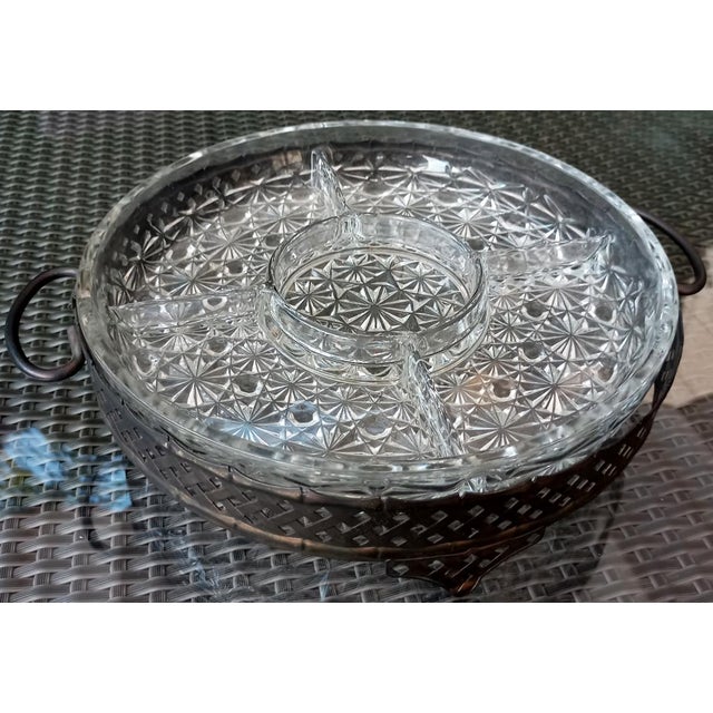 Vintage Crystal and Silver Carved Appetizer Tray, 1920s, Set of 2 For Sale - Image 12 of 18