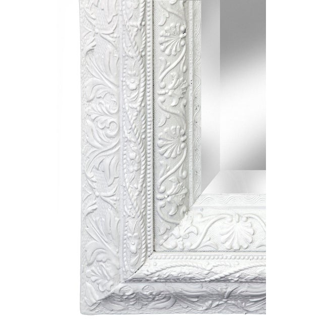 Antique White Ivory Victorian Wide Framed Mirror For Sale - Image 8 of 8