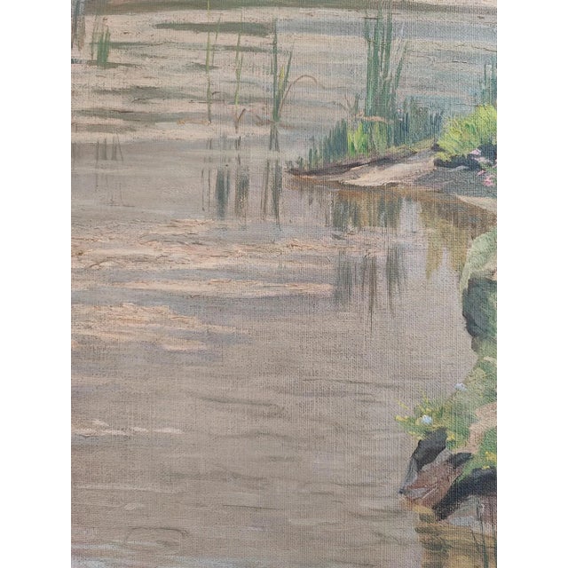 Joseph Mégard, Ferme et marais au pied du Salève, Oil on Canvas, Framed For Sale - Image 5 of 11