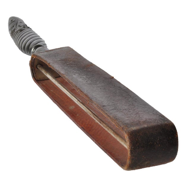 19th Century Antique Razor Strop with Metal Handle Chairish