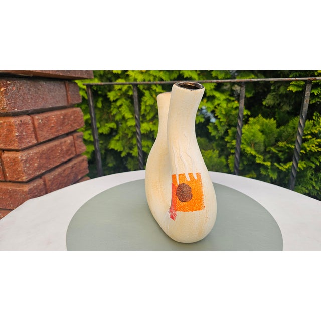 Ceramic double vase, 1960s, dimensions: height 24 cm, width 19 cm, depth 7.8 cm.