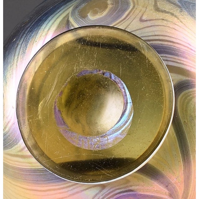 American Rare Tiffany Studios Large Favrile Glass Vase – Louis Comfort Tiffany C. 1894, Iridescent Gold & Blue Swirl For Sale - Image 3 of 7