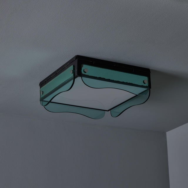 1970s 1970s Veca Glass Wall or Ceiling Lamp in the Manner of Max Ingrand For Sale - Image 5 of 16