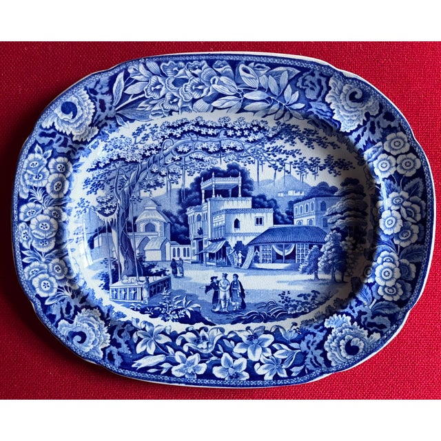 Chinoiserie Antique Early 19th Century Riley's China Blue & White Transferware Small Platter in the Chinoiserie Taste, Circa 1820 For Sale - Image 3 of 8