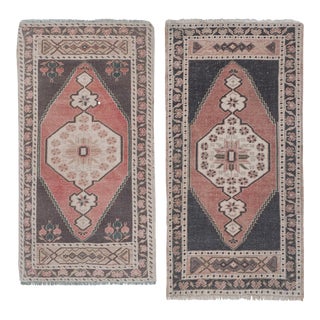 Vintage Nomadic Small Faded Turkish Oushak Rug - Set of Two For Sale