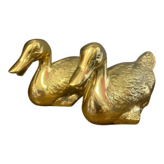 Vintage Brass Ducks - A Pair For Sale