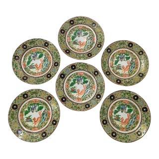 Antique Famille Rose Small Saucer Plates, S/6 For Sale