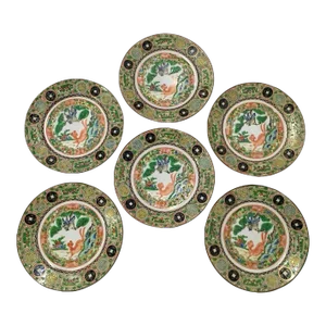 Antique Famille Rose Small Saucer Plates, S/6