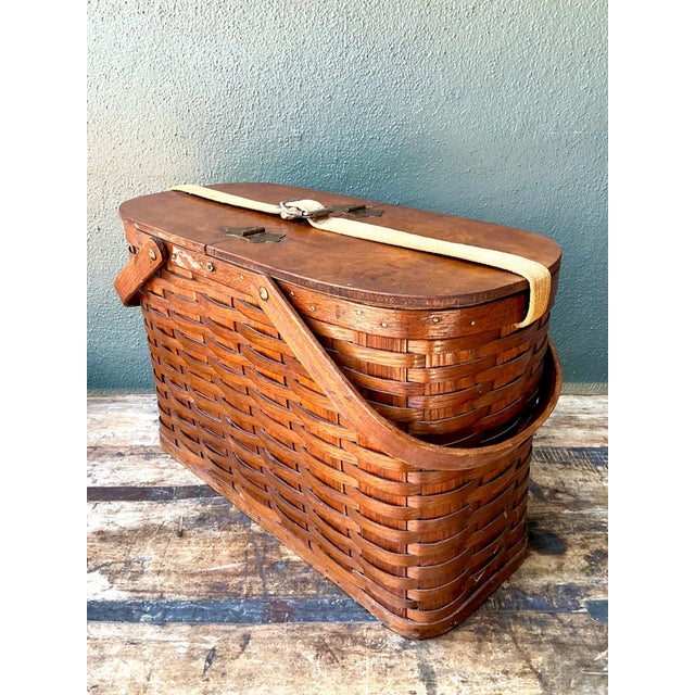 Vintage 1940s Abercrombie and Fitch Woven Picnic Basket For Sale - Image 13 of 18