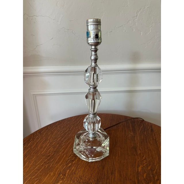 Mid 20th Century Stacked Crystals Leaded Glass Nightstand/Boudoir/Desk Lamp For Sale - Image 4 of 12