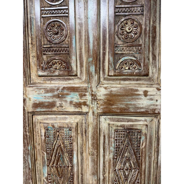 Wood Antique Hand-Carved Floral Wood Barn Door | Rustic Farmhouse Statement Single Door 80x26 For Sale - Image 7 of 8