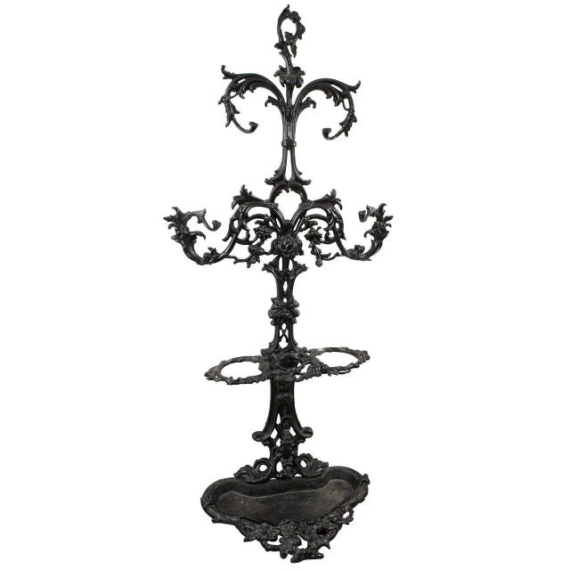 19th Century Black Painted Cast Iron Hall Tree For Sale - Image 9 of 9