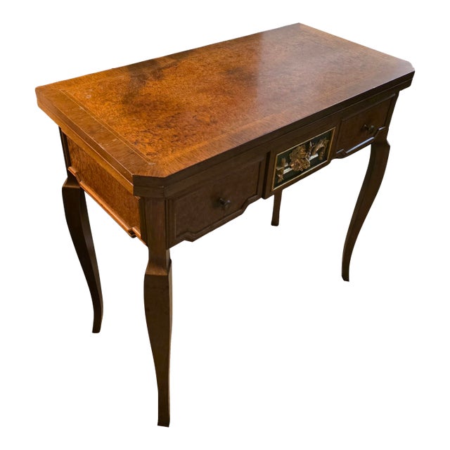 1950s Exquisite Custom, Gilded and Carved Italian Import, McM, Sorento Marquetry/Region, Games Table For Sale