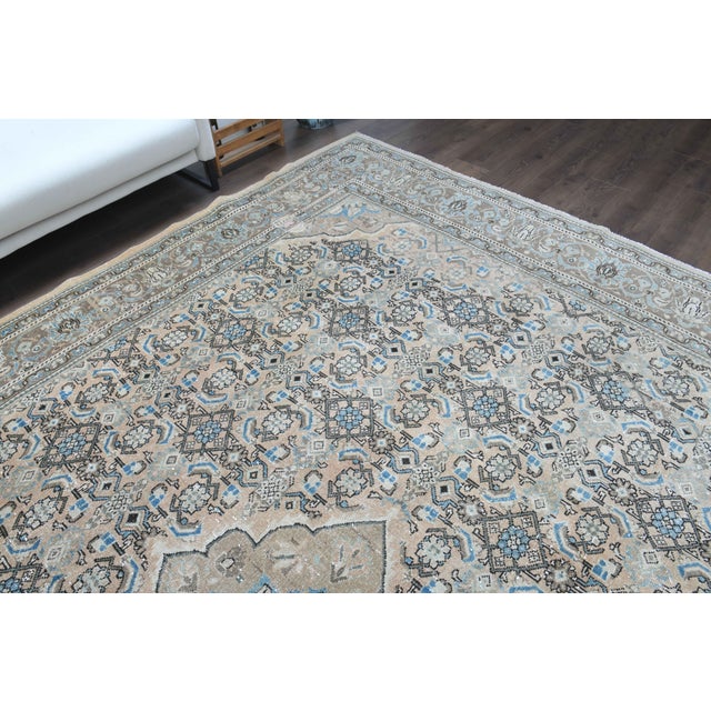 Textile 1970s Vintage Persian Handmade Wool Cotton Light Brown Area Rug For Sale - Image 7 of 11