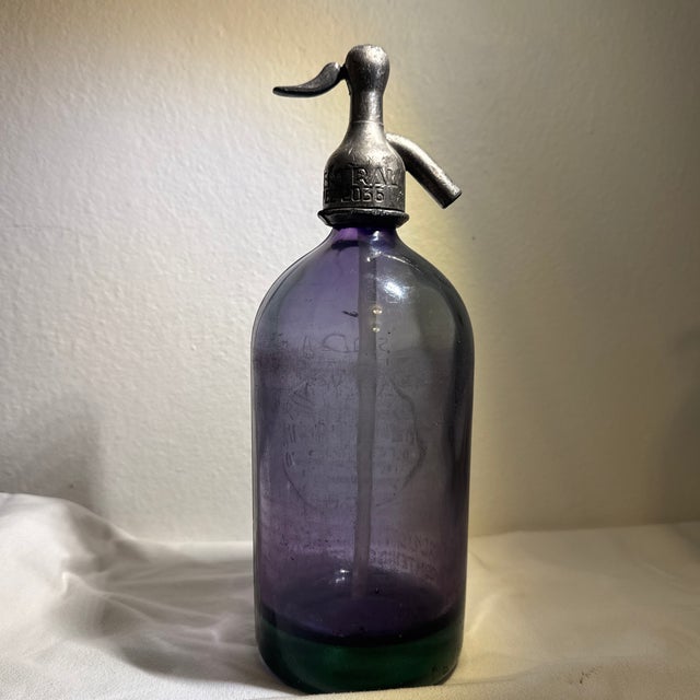 Mid 20th Century Antique Pedro Francisco Adamo Purple Seltzer Bottle From Argentina For Sale - Image 5 of 10
