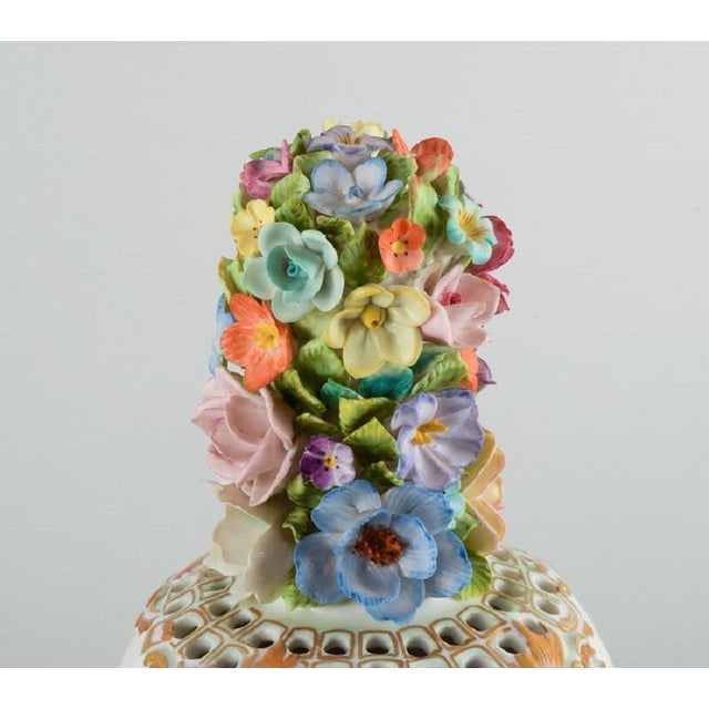 Large Lidded Porcelain Vase on Stand, Dresden, Germany, 1920s For Sale - Image 4 of 10