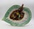 Circa 1880 English majolica begonia leaf serving tray. Vine loop handle. Green to soft lilac to green, brown & yellow...
