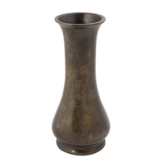 Early 19th Century Vintage Chinese Bronze Silver Inlaid Baluster Vase For Sale