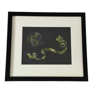 Late 20th Century Oil Pastel Study of Glass Ball & Ribbon, Framed