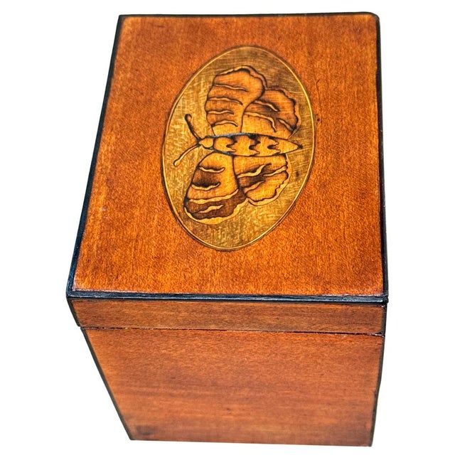 Georgian Satinwood Tea Caddy Butterfly Inlay, 1790 For Sale - Image 9 of 13
