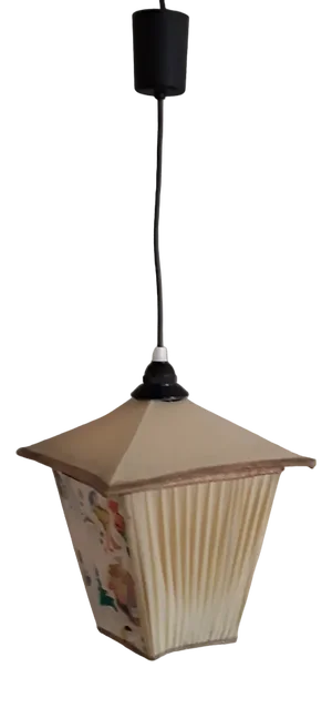 Mid-Century German Ceiling Lamp Childrens Room Lamp with Vinyl-Covered Umbrella with Fairy Tale Scenes, 1950s