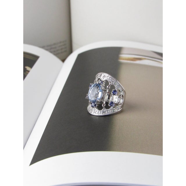 Contemporary Blue Fluorite & Iolite Tiara Ring, Size 7 For Sale - Image 3 of 8