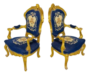 Set of Vintage French Gilt Armchairs, 1920s