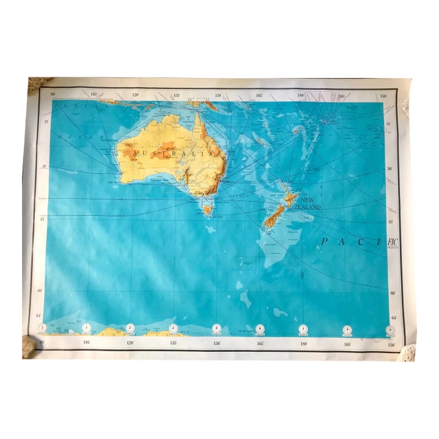 Vintage Army Map Service Large Australia & New Zealand • Large Mid-Century Ams Wall Decor • 55" X 40" - Military Cartographic Print For Sale