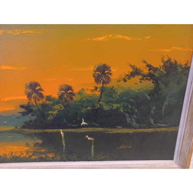 Realism Vintage Florida Highwayman Firesky Scene Oil Painting by Sam Newton For Sale - Image 3 of 5