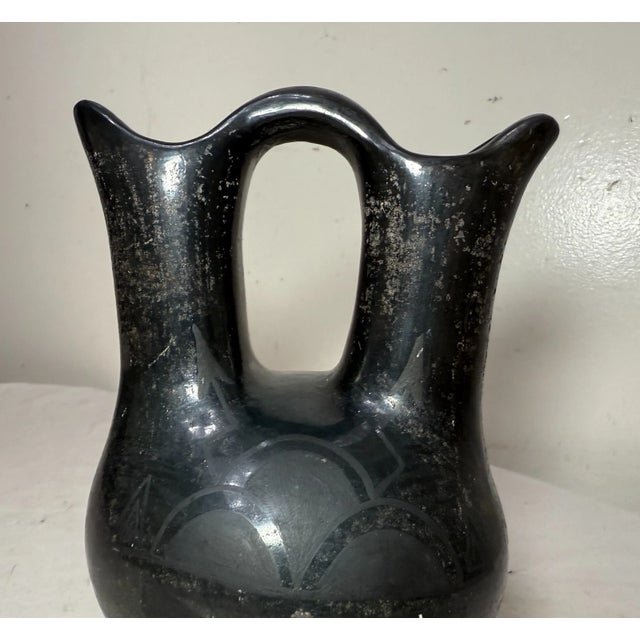 1960s Native American Faustina Gutierrez Santa Clara Pueblo Black Pottery Wedding Jar For Sale - Image 11 of 12