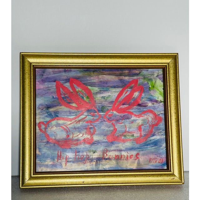 Abstract Abstract Mixed Media Moon Rabbits Series by Elia Framed For Sale - Image 3 of 7