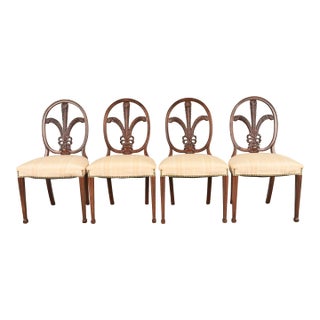 Romweber Antique French Regency Louis XVI Carved Mahogany Dining Chairs, Set of Four For Sale