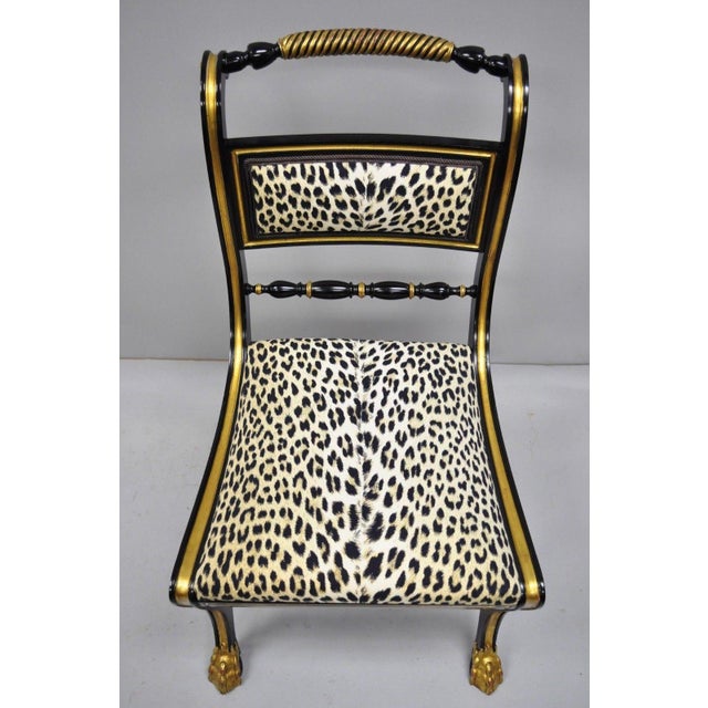 Black and Gold Regency Style Paw Feet Dining Chairs Set of 6 Chairish