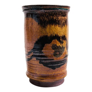 Earth Tone Studio Pottery Vase For Sale