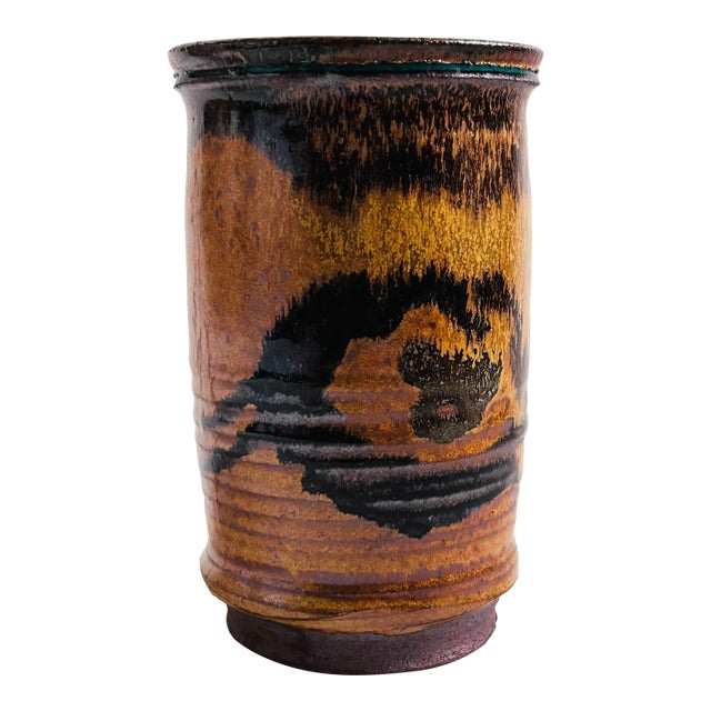 Earth Tone Studio Pottery Vase For Sale