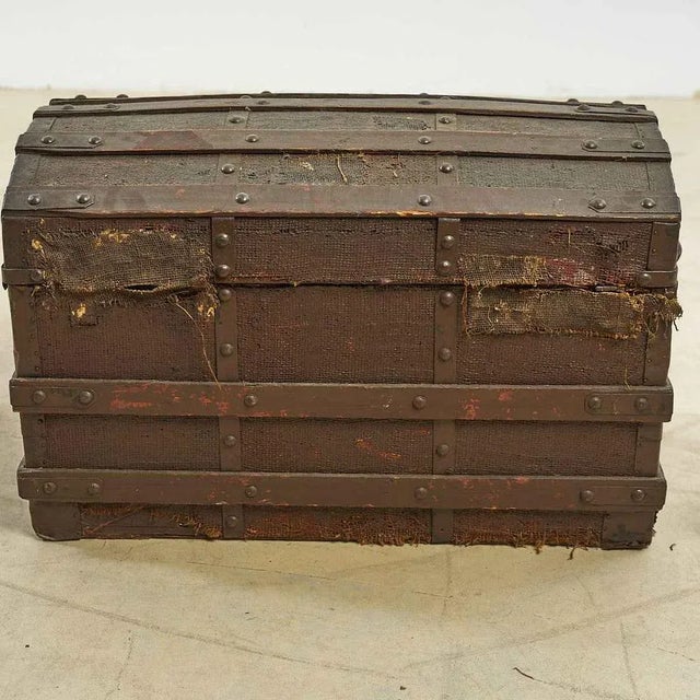 Vintage Brown Wooden Trunk For Sale - Image 4 of 5