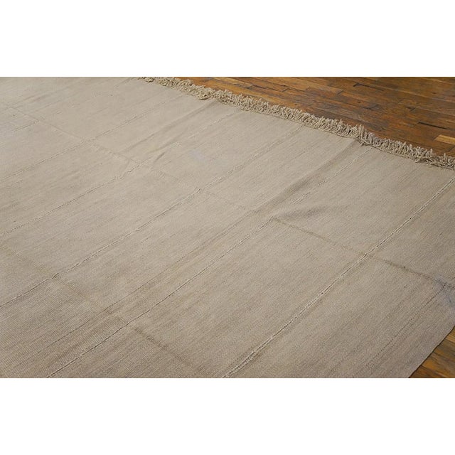 1940s Ivory Cream Tribal Stripe Kilim Antique Flat Woven Nw Persian Rug 8'2" X 9'9" Wool Carpet For Sale - Image 4 of 4