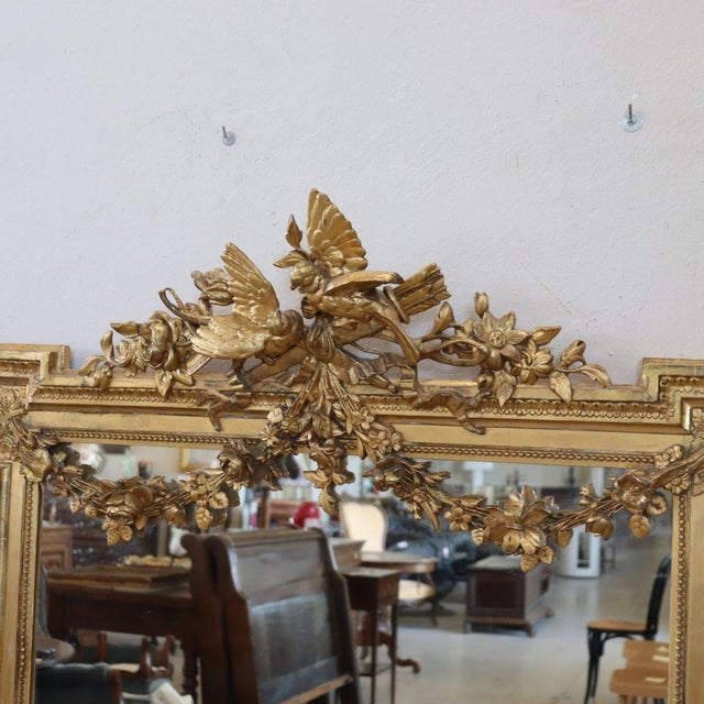 Glass 19th Century Gilt Wood Wall Mirror For Sale - Image 7 of 15