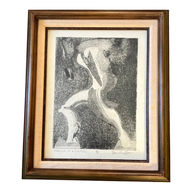 1970’s Original Abstract Lithograph “Dynamism of a Colosis” Vintage Frame Signed For Sale