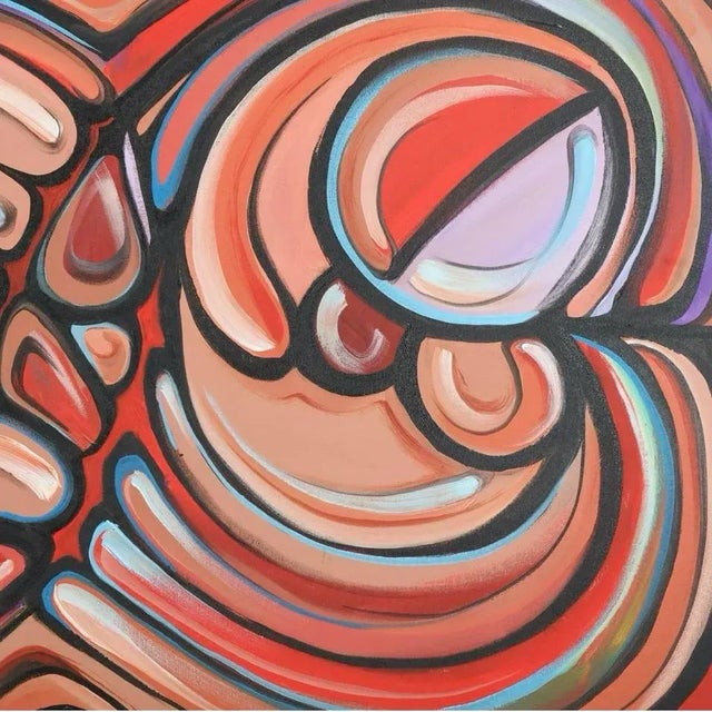 Andy Warhol Huge 20th C Abstract Oil Painting "Swirls" Pop Art 48x24 For Sale - Image 4 of 10