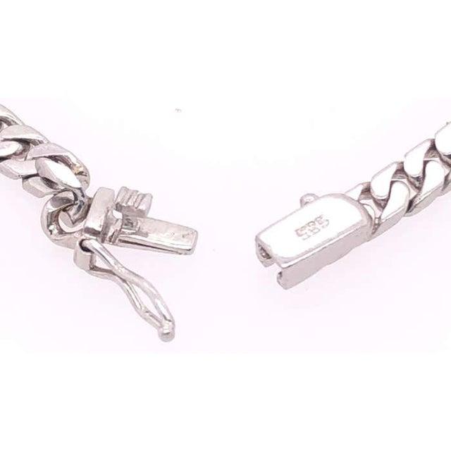 14 Karat White Gold Figaro Amethyst and Diamond Station Necklace For Sale - Image 10 of 12