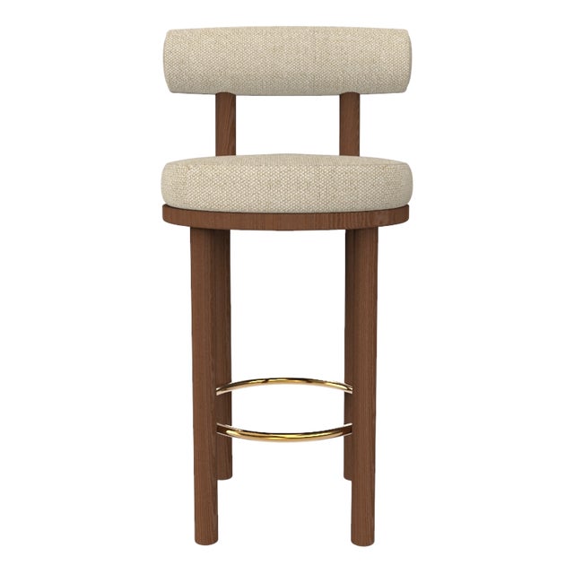 Collector Modern Moca Bar Chair in Safire 14 Fabric and Smoked Oak by Studio Rig For Sale