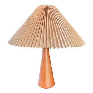Mid-Century Swedish Table Lamp with Teak Base and Ruffled Plastic Shade from Nordiska Kompaniet, 1960s For Sale